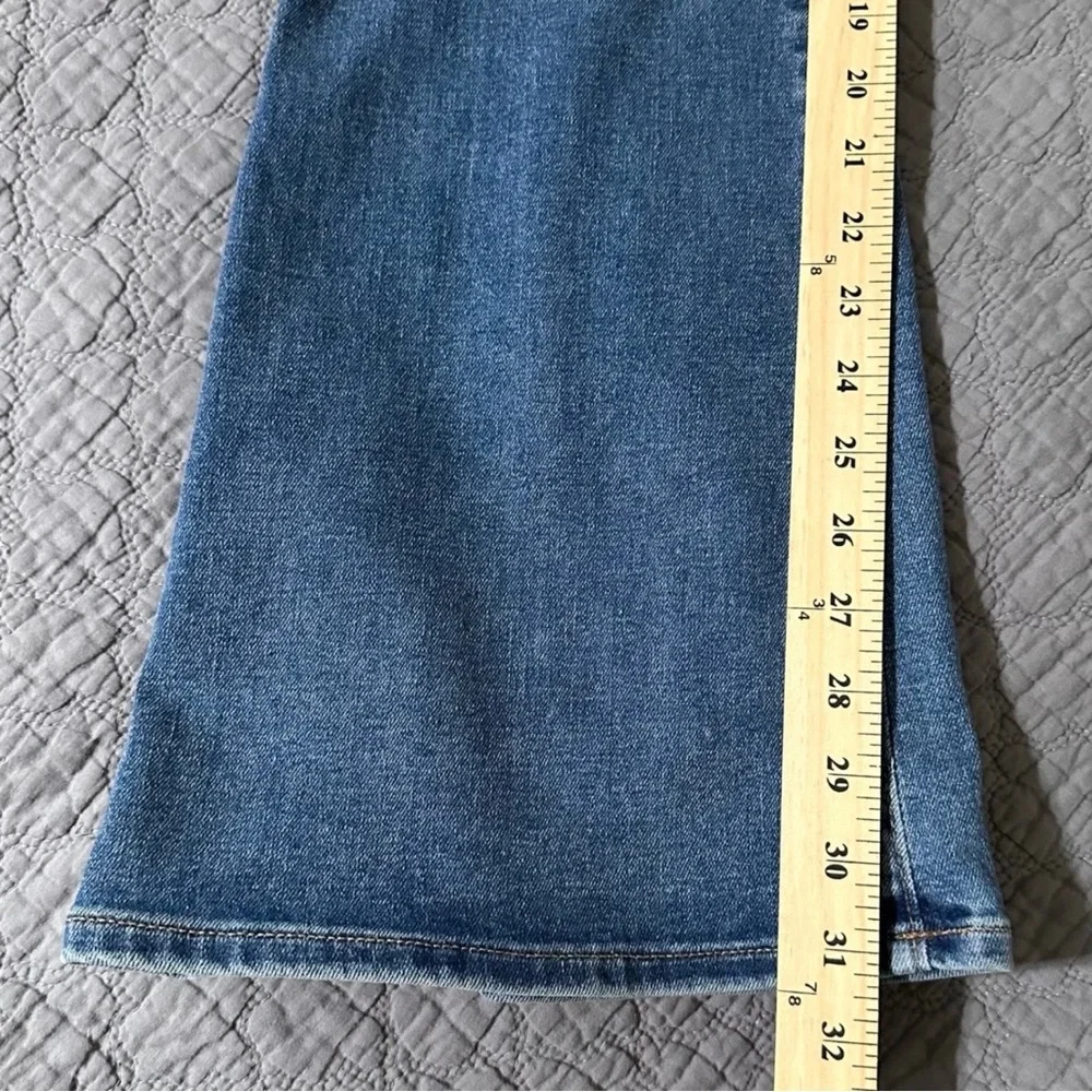 New J Crew Full Length Flare Jeans Button Fly‎ Medium Wash 27 Signature Stretch